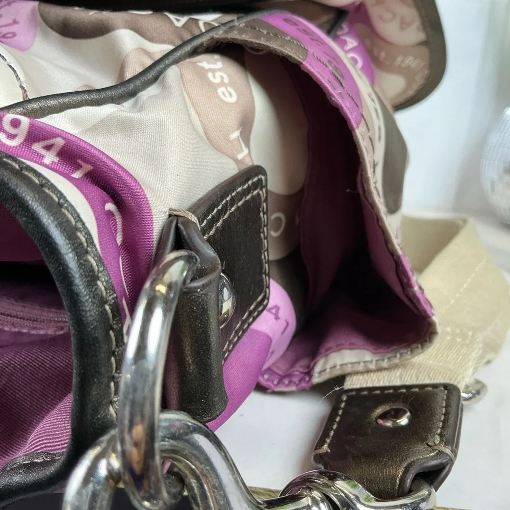 Coach Y2K Signature Pink Brown Snap Head Messenger Diaper Shoulder‎ Bag Laptop